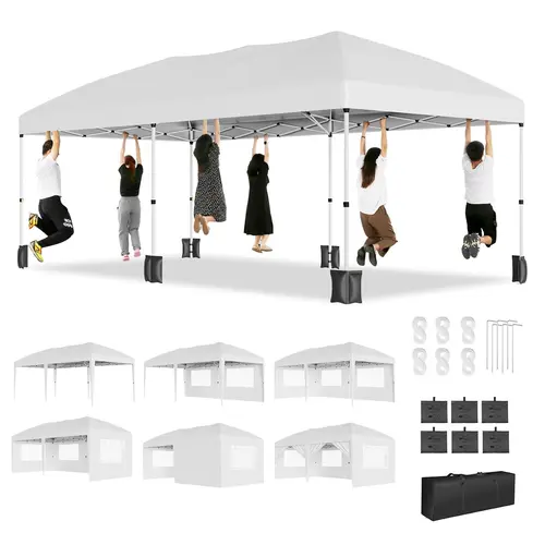 10x10 FT Heavy Duty Pop Up Canopy Tent, Includes 6 Sidewalls, Commercial Outdoor Waterproof Gazebo for Weddings and Parties, All Season Use, Easy Setup with Storage Bag,summerwins