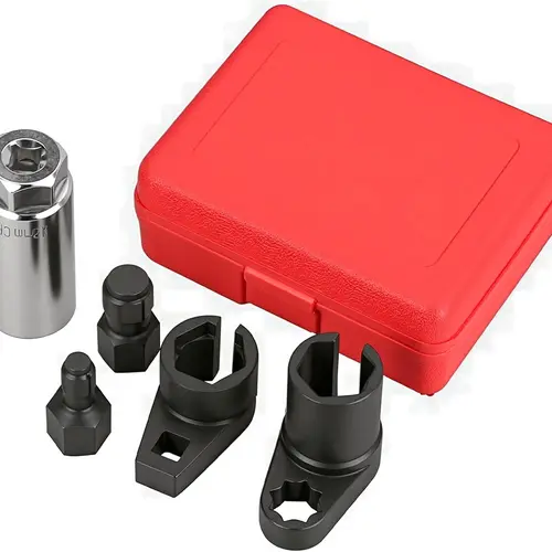 5PCS O2 Oxygen Sensor Socket Thread Chaser Tool Kit Set, 3/8" & 1/2" Drive, 7/8" Size (7/8 In (22Mm)), Mechanics’ Car Repair Assembly & Disassembly Tools, Universal Car Accessories
