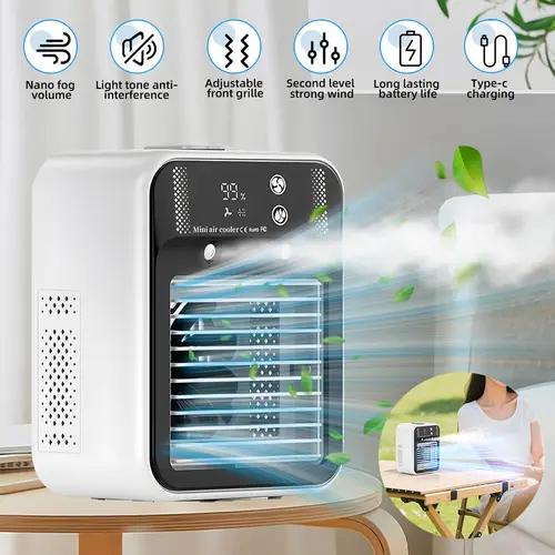 【DealsForYou】 Mini Air Cooler Fan Portable Air Conditioner Cooling Fan With 2 Speed Cool Mist & Speeds for Room Office Camping Car