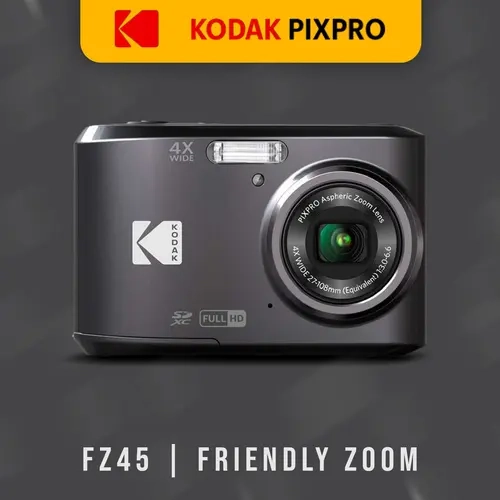Kodak PIXPRO FZ45 Friendly Zoom Digital Camera (Black) with Travel Organizer and Storage Case, 32GB SD Card, SD Card Reader, & AA High-Performance Alkaline Batteries (4-Pack) bundle