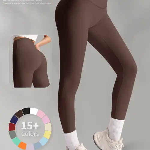 New Women's Solid Color Sport Leggings, Breathable Comfort Yoga Pants, High Waist Tummy Control Butt Lifting, Gym Workout Daily Wear, Multiple Colors Available