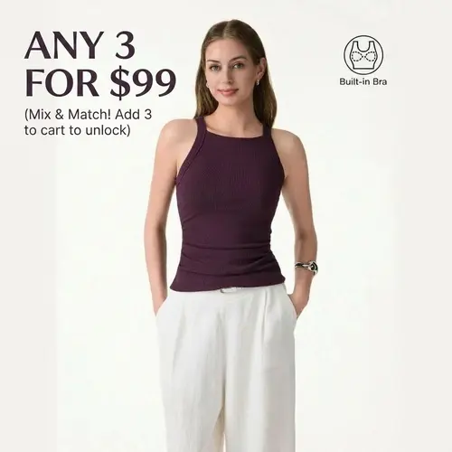 【ANY 3 FOR $99】OGL Plantive Chic Square Neck Ruched Rib bra tops built in bra summer cute tops women Halter Sleeveless Top Casual tank tops tiktokshopstockup
