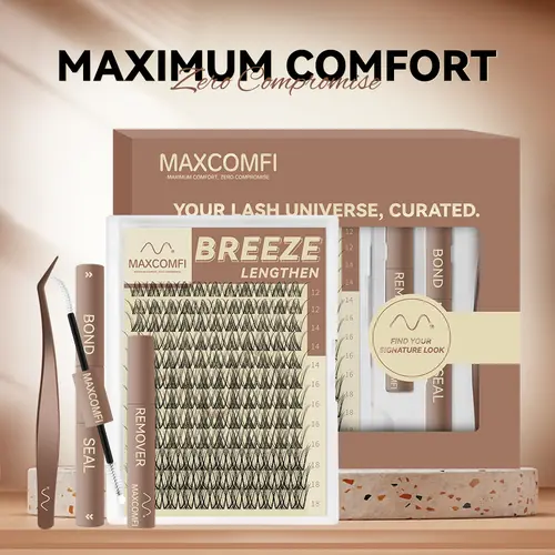 Maxcomfi Breeze-DD Curl Lengthening False Eyelashes - Spider Design Cluster Lashes, Acrylic Resin, Kim Kardashian Style, Summer-Ready Cosmetic Makeup Accessory