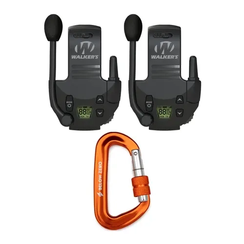Walker’s Tactical Walkie Talkies, works with Razor Muffs (2Pack) with Carabiners
