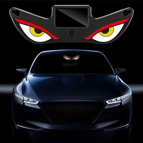 Solar Demon Eye LED Car Window Warning Light - Wireless, No-Drill, Solar/USB Powered Animated Devil Eyes, Waterproof Universal Fit for Cars, Trucks, SUVs, RVs - Automotive Decorative Light Accessories
