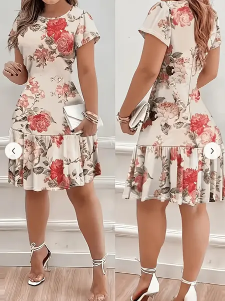 Summer Women's Casual All Over Print High-Stretch Fit Dress, Comfortable and Stylish, Perfect for Daily Wear, Trendy and Versatile Design