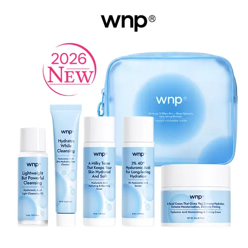 [WNP Official+Auction] 4D Hyaluronic Acid Travel Skincare Set | 5-Step Hydrating Routine | Cleansing Oil, Cleanser, Toner, Serum & Cream | For Hydrated, Glowy Skin