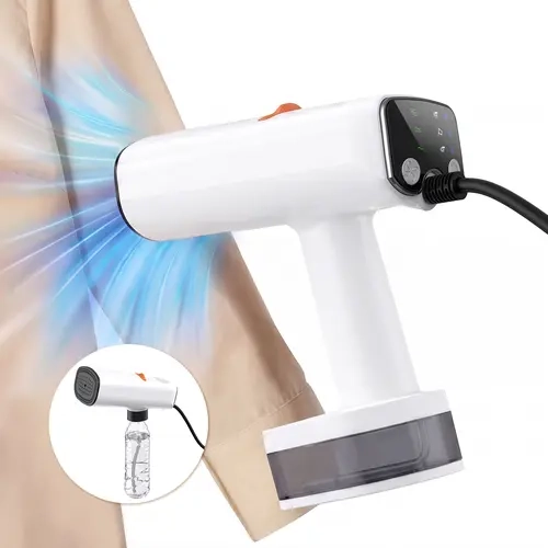 [Fall Deals] Handheld Clothes Steamer - Portable Vacuum Garment Tool with 5000Pa Suction, 21s Fast Heatup, 3 Steam & Suction Modes, 350ml Detachable Tank, Bottle Adapter, Washable Filter, Self-Clean, US Plug, 50Hz/60Hz, 25mm Travel-Ready Size, Office Use