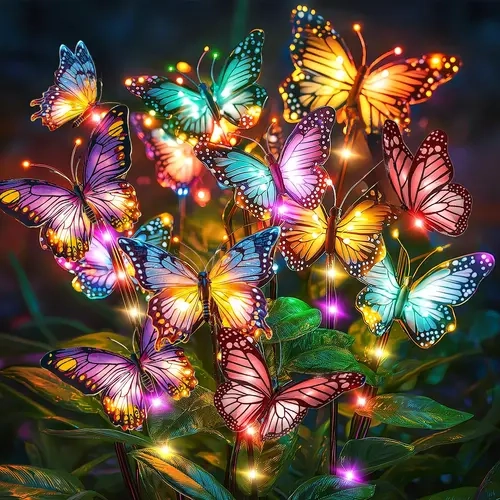 Whimsical Solar Butterfly Garden Stake Lights - 2/4/8-Pack IP65 Waterproof Solar Outdoor Lights with Auto On/Off, Ideal for Patio, Yard, Birthdays, Friends, Family, Mom, Grandma, Fabric-Enhanced Design