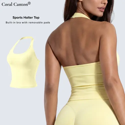 Coral Canton Sports Halter Top