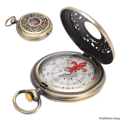 Brass Gold Pocket Compass - Waterproof Portable Navigation Tool, Premium Copper Craft Camping Supplies, Fashion Travel Accessory for Outdoor Camping Hiking