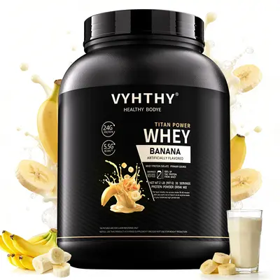 VYHTHY Whey Protein Powder - Banana Flavor, 24g Protein, 3.5g BCAAs, Sugar-Free, High-Quality Whey Isolate & Concentrate, Supports Muscle Growth & Recovery - Healthcare Fitness Supplement
