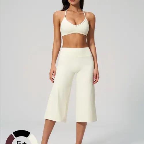 Women's Yoga Set, High-End Shock Absorption Sport Bra & Quick-Dry High-Waist Capri Pants, Yoga Activewear, Exercise Clothing Set