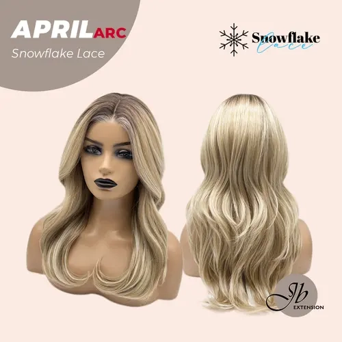 JBEXTENSION 20 Inches Mix Blonde Long Curly Pre-Cut T Part Snowflake Lace Frontlace Glueless Wig APRIL SNOWFLAKE【BENDY EAR TABS】