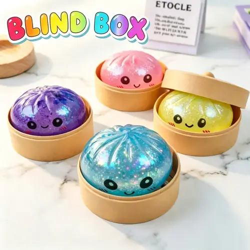 Stuffed Bun Dumpling Squishy Stress Relief Squeeze Toy - Non-Toxic Silicone & Soft TPR, Tactile Play, Random Style, Valentine Gift, Decompression Squeeze Balls, Fidget Squishy, Soft Companion for Anime Fans