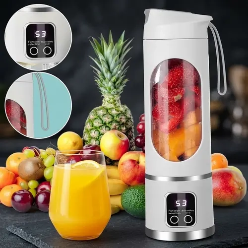 Portable Personal Blender - USB Rechargeable, Compact Mini, Leak-Proof, Easy-to-Clean Multifunctional Juice Blender with Smart LED Multimode for Travel, Home
