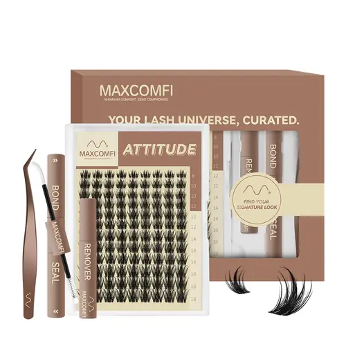 MaxComfi Volume Focused Fluffy Lash Clusters - 10ml Wet Look Spiked Eyelashes Cosmetic, Perfect Density for DIY At-Home Lash Extensions, Back to School Use
