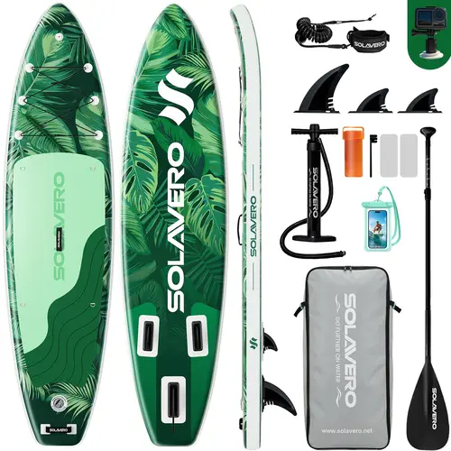 Ecofurnix 11' Unisex PVC Inflatable Paddleboard, Yoga-Friendly Wide SUP with EVA Anti-Slip Deck, 500LB Capacity for Family & Children, Tandem Fit, Rapid Inflate Valve, Included Bag & Waterproof Phone Pouch, Ideal for Yoga/Fishing