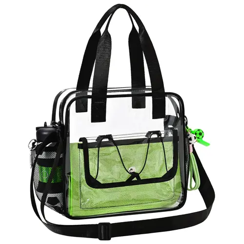 Women's Clear-Bag Approved Transparent Athletic Tote - 12x6x12 in, Adjustable Strap, 13 in Laptop Fit, Fashion Crossbody Bag, Transparent Purse, Party & Holiday Use, Flexible Wear Options
