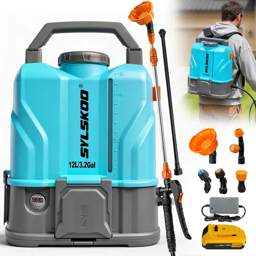 3.2 Gal Dew 20V Battery-Fit Battery-Powered Backpack Sprayer, 100 PSI Electric Sprayer, 20V 0.9 GPM, 5 Nozzles, 2 Wands for Outdoor Lawn Pest Wasp-and-Hornet Control