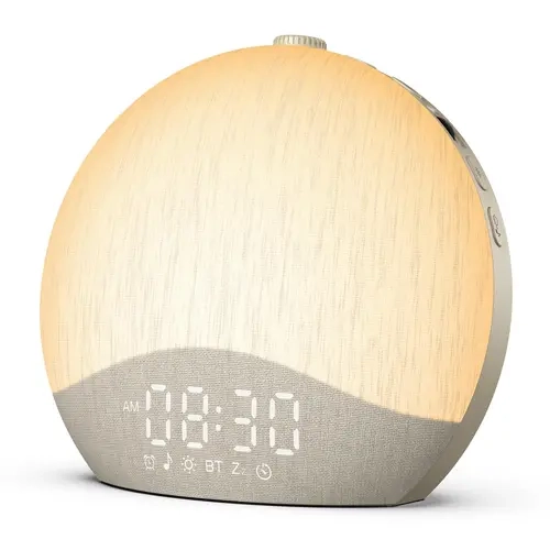 ecozy Sunrise Alarm Clock, White Noise Sound Machine, [Updated Material] Alarm Clock for Bedrooms, 26 Soothing Sounds, 17 Night Lights, Bluetooth Speaker, Bedside Lamp, Sleep Audio, Sunrise Wake-Up Light for Heavy Sleepers, Adults, Kids fathersdaygiftidea