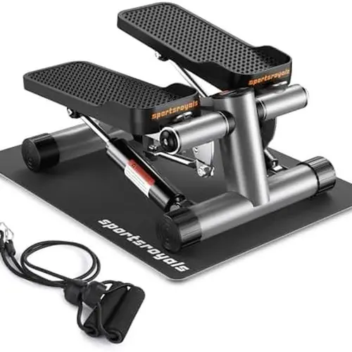 SPORTSROYALS Unisex Adjustable Height Stair Stepper - SS2 Twist Mini Stepper with Resistance Bands, Steel Frame, LED Display, 350lbs+ Capacity Compact Exercise Device for Home Cardio Workouts, Cardio Exercise Machine