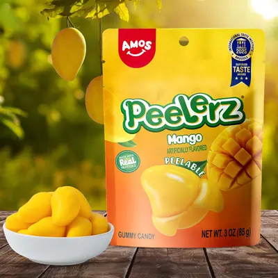 AMOS Peelerz Gummy Candy Variety Pack, 7 Fruity Flavors, Peelable Gummies, Banana Mango Lychee Apple Lemon Pineapple Grape, 14 Bags