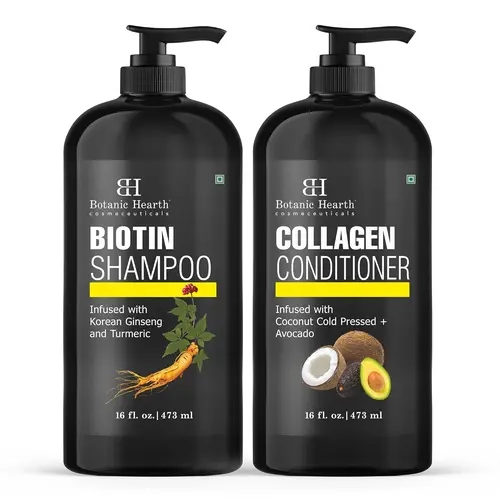 Biotin Shampoo and Collagen Conditioner Set with Korean Ginseng and Avocado | 16 fl oz each