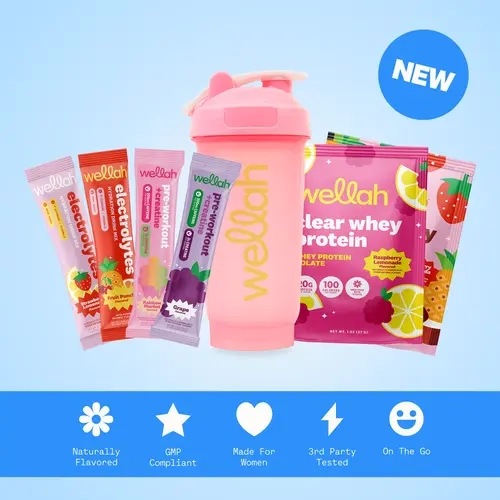 Wellah Performance Sample Pack | Clear Whey Protein + Pre-workout & Creatine + Electrolytes + Shaker Bottle | Fitness Supplement