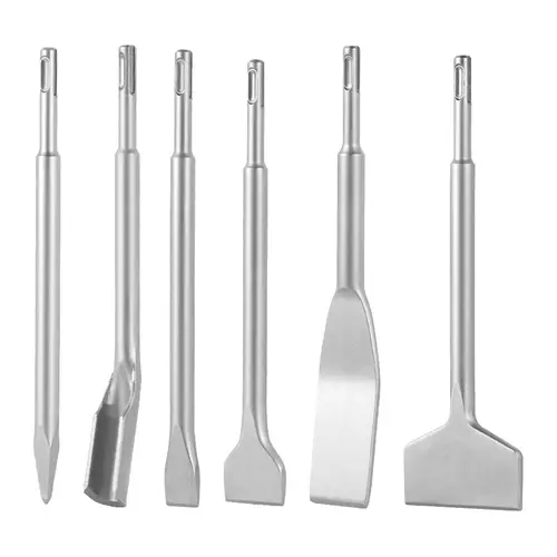VEVOR 6pcs Heat-Treated 40Cr Alloy Steel SDS Plus Chisel Set, Tool-Free Quick-Change Universal Fit Rotary Hammer Drill Attachments for Home, Masonry Demolition