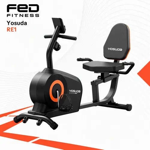 FED Fitness Yosuda Series RE1 Sturdy Steel Frame Silent Sit-Down Exercise Bike - 350LB Capacity Cardio Exercise Machine, Adjustable Seat, 16-Level Resistance, LCD Display, Pulse Sensors, Quiet TV Workouts, Rehab-Pro, Home Workout Station