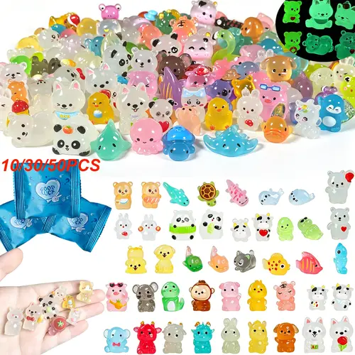 Mini Resin Animal Figurines, Animal Figures, Cute Home Decor, Classroom Rewards, Fun Unboxing Toy, 10/30/50 Pieces, Party Bag Fillers for Birthday, Grad & Holiday Favors