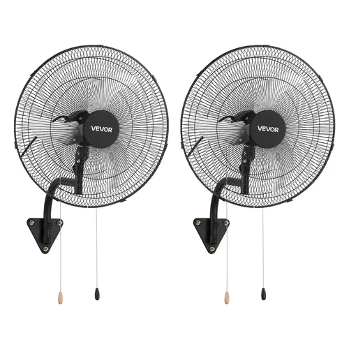 VEVOR 2-Pack 20-in Sturdy Oscillating Industrial Copper Motor Fan, Adjustable Turbo, Multifunction Hanging, 3-Speed Strong Airflow, Adjustable Rotation Angle, Long-Distance Airflow, for Garage, Commercial Use, Strong Airflow Fan, Adjustable Turbo Fan