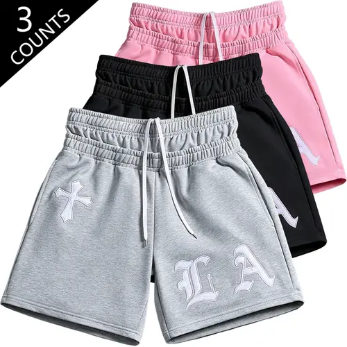 Men's High-Waisted Cross Print Polyester Shorts - Unisex Adjustable Strap Drawstring Track Shorts for Summer Casual Fitness, Gym-to-Street Sporty Chic Clothing