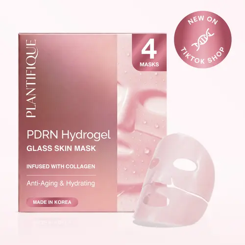 [PLANTIFIQUE Official Shop] 4-Mask Pack Hydrogel Collagen Face Masks - Plant-Based, Intensive Skin Repair, Asiatic Acid, Peptides, Ceramides, Nourishing for Sensitive Adult Skin, Unscented, Sulfate-Free, Silicone-Alcohol-Free, Barrier Support, Glow