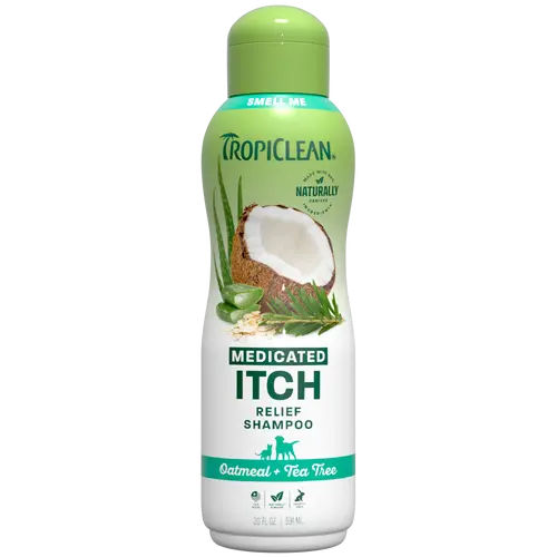 TropiClean Oatmeal + Tea Tree Medicated Itch Pet Shampoo, 20oz