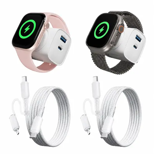 OOI 2 Pack 3-in-1 Magnetic Charging Block for Apple Watch, USB-C & USB-A Fast Charger Adapter for iPhone & AirPods, Single & Double Pack Options, SummerWins