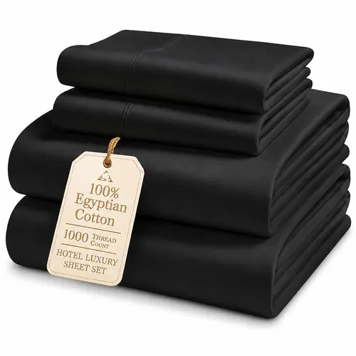 LANE LINEN 1000 Thread Count 100% Egyptian Cotton Sateen Sheet Set - Single-Ply Long-Staple, OEKO-TEX Standard 100 Certified, 16" Deep Pocket, Naturally Cooling & Breathable, Hotel Luxury Bedding