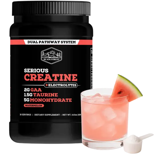 Black Forest Serious Creatine™ 10000mg Dietary Fitness Supplement Powder - Electrolyte Mix, Minerals, Taurine, ATP Energy Boost, Stimulant-Free, GAA, No Loading Phase, Cellular Stability, Multi-Active for Muscle, Workout Goals (Sporty Protein Support)