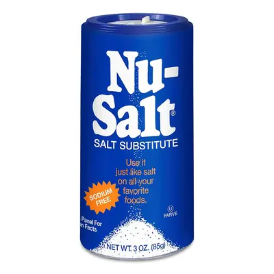 Nu-Salt Sodium-Free Salt Substitute, 3oz Shaker Bottle, Kosher-Certified Potassium Chloride for Savory Flavor Enhancement