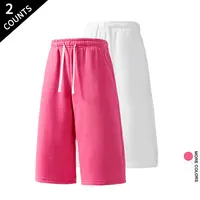 2-Pack Men's Knee Length Sweat Shorts Casual Loose Drawstring Shorts