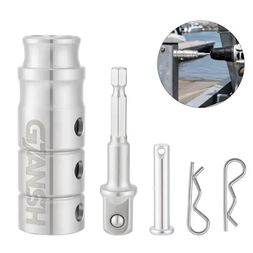 GJANSH Trailer Jack Drill Adapter - 1-in Drive Shaft Compatible, 1/2-in Socket Bit, Heavy-Duty for RVs, Construction Campervans, Replaces Handcrank to Reduce Hand Effort