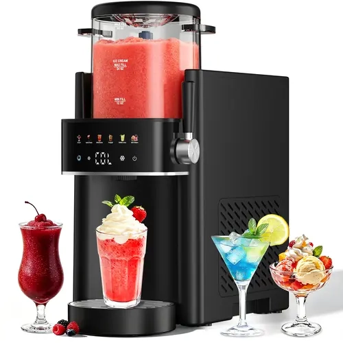 Countertop Home Compressor Slushie Machine - 40oz, LED Screen, 6 Preset Modes, No Ice Needed, Adjustable Hardness, Self-Cleaning, 360° Even Cooling, Ice Cream Texture, Space Saving, 4-6 Servings, for Home Frozen Drinks, Watch Parties,blackfriday