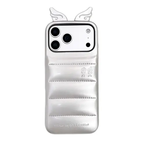 Nordic 3D Leather Down Feather Wings Soft Rubber Protect Cover - Anti-Drop Shockproof Cellphone Casing for iPhone 18/16/15 Pro Max & 14/13 Devices, Back to School Europe and America iPhone Accessory