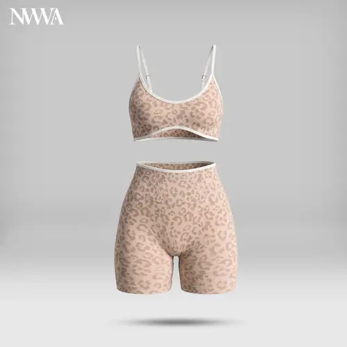 Women's Workout 2-Piece Sets, Summer Sports Leopard Bra & Biker Shorts Sets for Women with Contrasting Colors, Seamless Thin Straps, Gym Tracksuits Summervibes, Workout Sets Women,summerwins