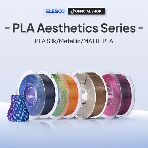 ELEGOO PLA Aesthetics Series 3D Printer Filament 1KG, 1.75 mm, Smooth Extrusion, Triple Colors, PLA Silk/Metallic/Wood/Sparkle/Galaxy/Glow/Translucent Color