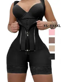 Colombian Faja Women's Shapewear Bodysuit with Zipper, High Waist Tummy Control, Plain Casual S-Curve, Waist Training Garment