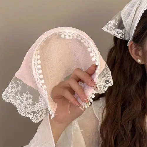 Women's 1-Piece Multifunctional Lace Scarf - Pastoral Elegant Lace Edge French Hair Band, Fashion Knit Shawl, Scarf Head Wrap, Gifts & Accessories for Women