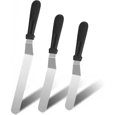3 PCS Icing Spatulas, Offset Spatula, Stainless Steel Cake Decorating Spatulas Set 6/8/10 inch Professional Angled Cake Spatula Plastic Frosting Handle for Home, Kitchen or Bakery by XEKIGU