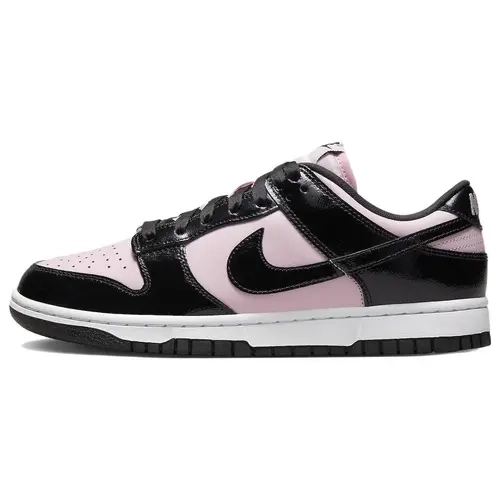 Nike Women's Leather Dunk Low 'Pink Foam Black' Athletic Trainer Shoes - Leather Upper, Rubber Sole, All-Day Comfort, Retro Vibe, All Day Sneakers, Athletic Casual, Old School, Runs Slightly Large
